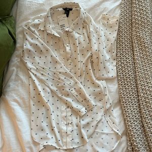 NWT - H&M BUTTON UP BLOUSE, SIZE 2